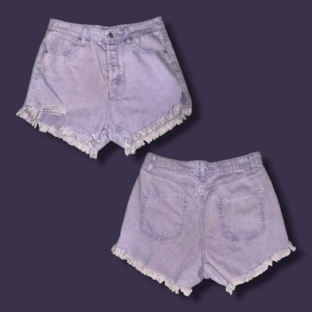 Wild Fable (Target) Shorts Lilac Highest Rise Distressed Frayed Denim Size 10 - Picture 2 of 16